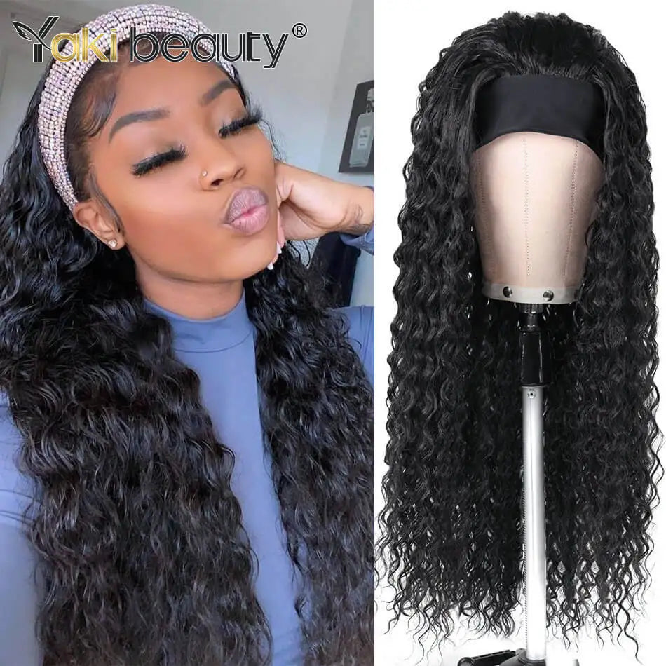 Long Kinky Curly Headband Wigs 28Inch