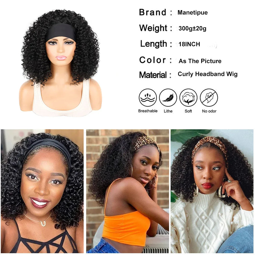 18 Inch Kinky Curly Headband Wig